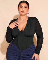 Top corset negro con mangas